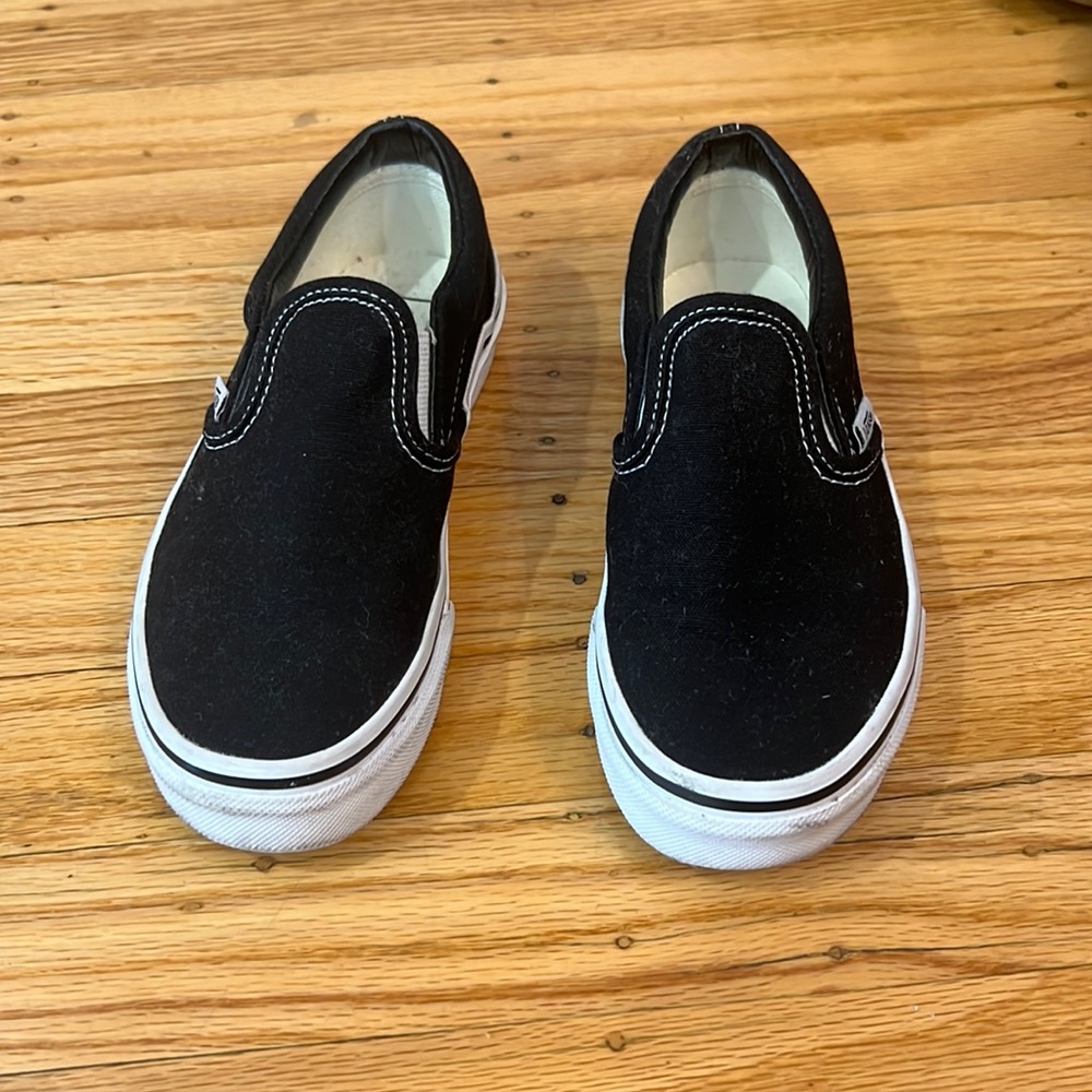 Practically new kids size 13 vans black slides